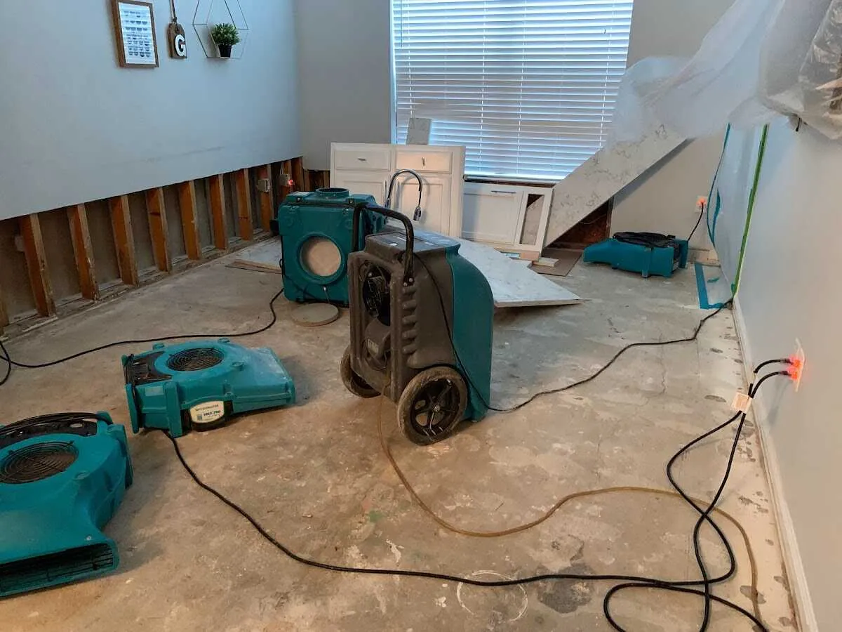 Dehumidifier in flood-cut room for Water Damage Restoration in Blakely